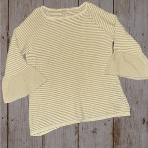 Chico’s Gold and Ivory Bell Sleeve Sweater